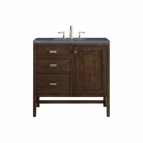 James Martin Vanities Addison 36in Single Vanity, Mid-Century Acacia w/ 3 CM Charcoal Soapstone Quartz Top E444-V36-MCA-3CSP